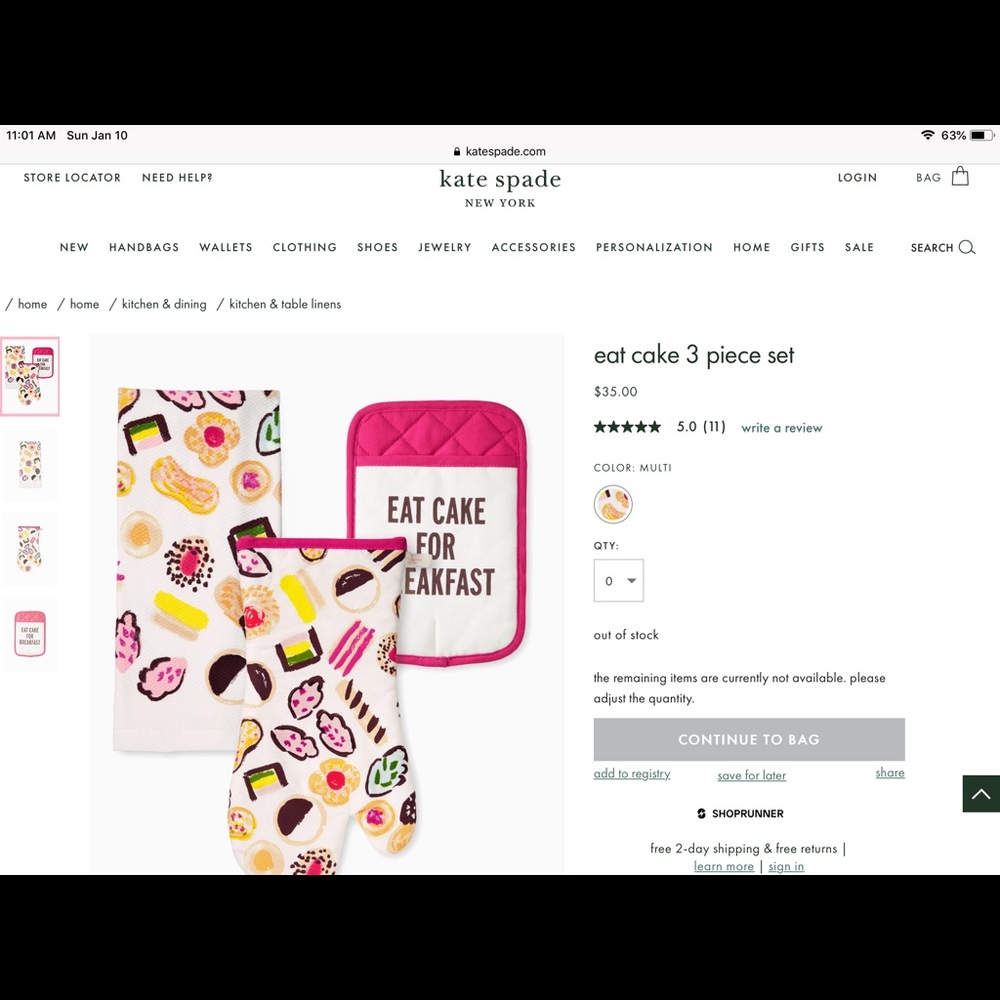 Kate Spade Eat Cake for Breakfast Kitchen Set